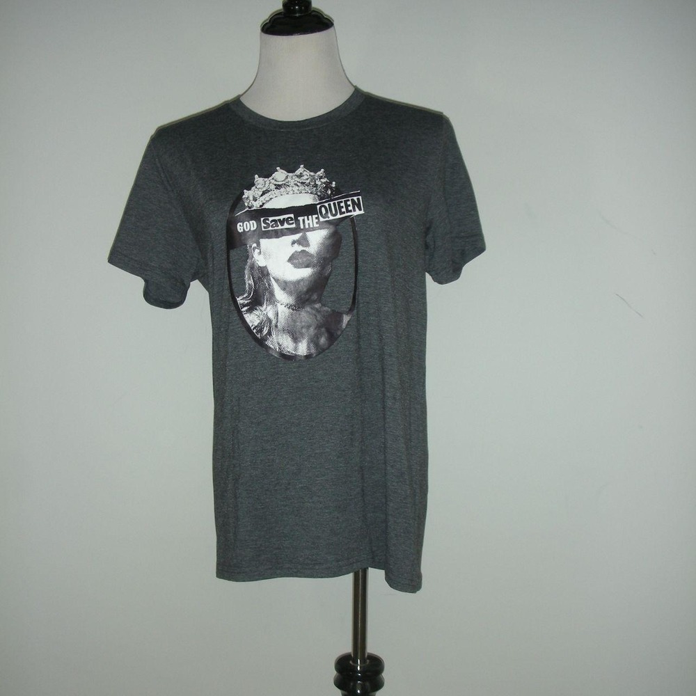Taylor Swift God Save the Queen Gray Graphic‎ Tee Punk Swiftie Shirt L NWT